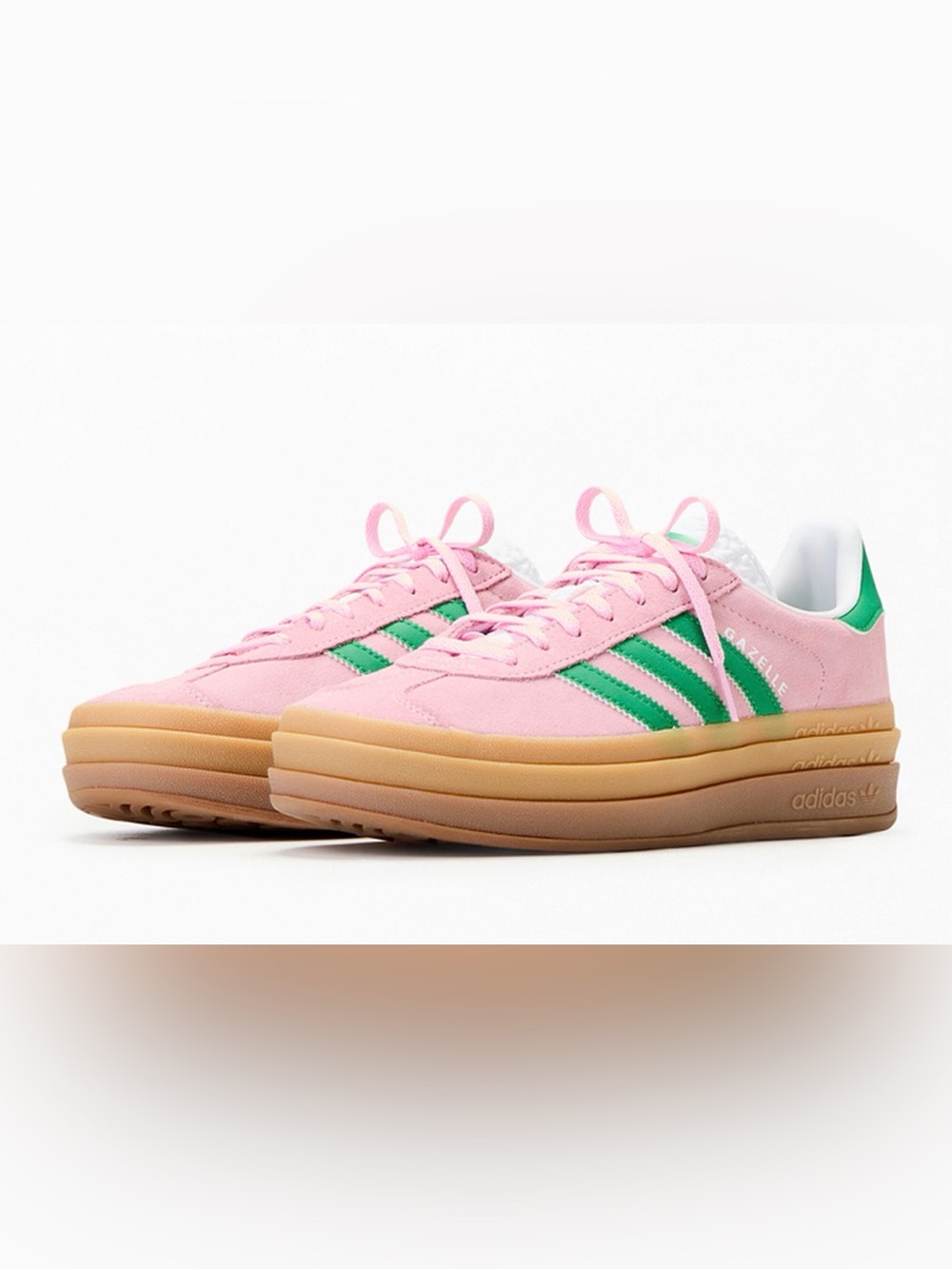 adidas Gazelle Platform Sneaker - Pink & Green with Gum Sole - Picture 2 of 6